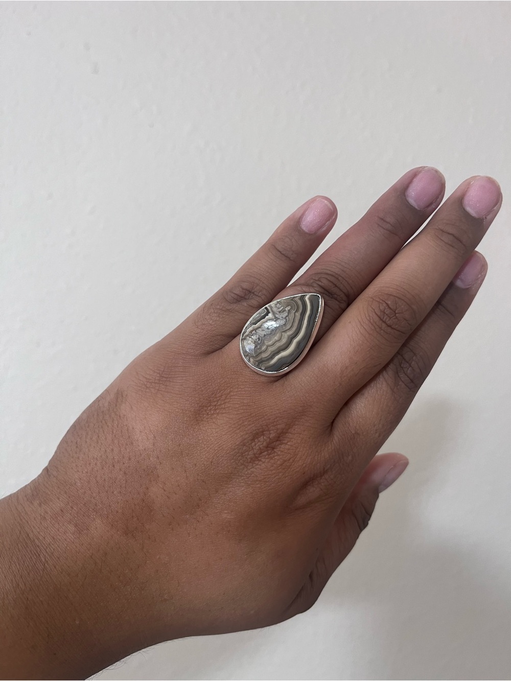 925 Sterling Silver Mexican Crazy Lace Agate Ring